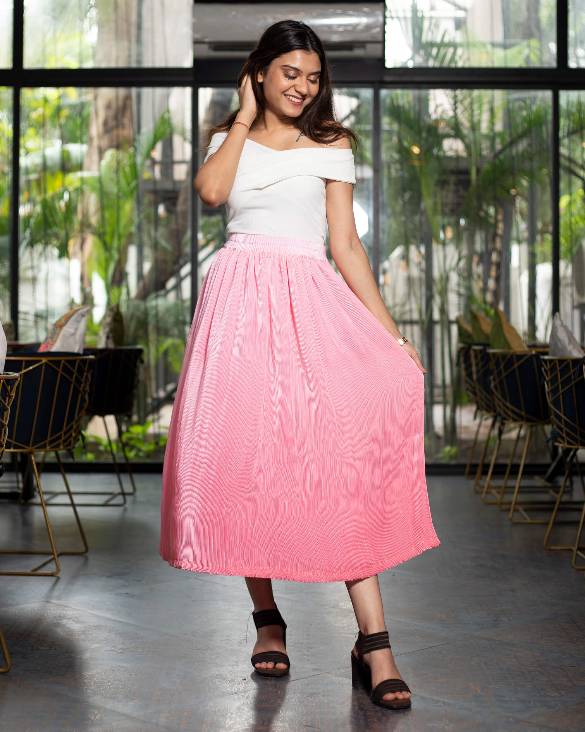 Pleated clearance skirt ombre