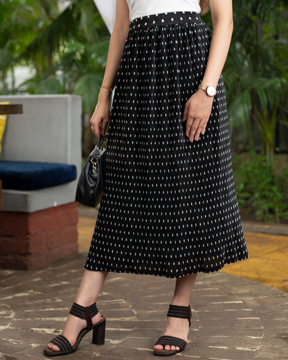 Polka Dots Pleated Midi Skirt