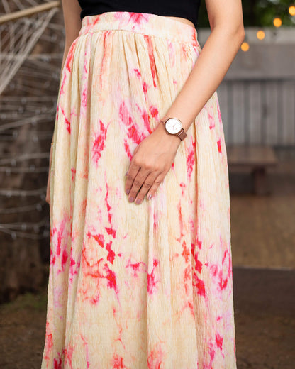 Tye And Dye Pleated Midi Skirt