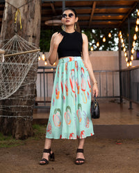 Quirky Pleated Midi Skirt