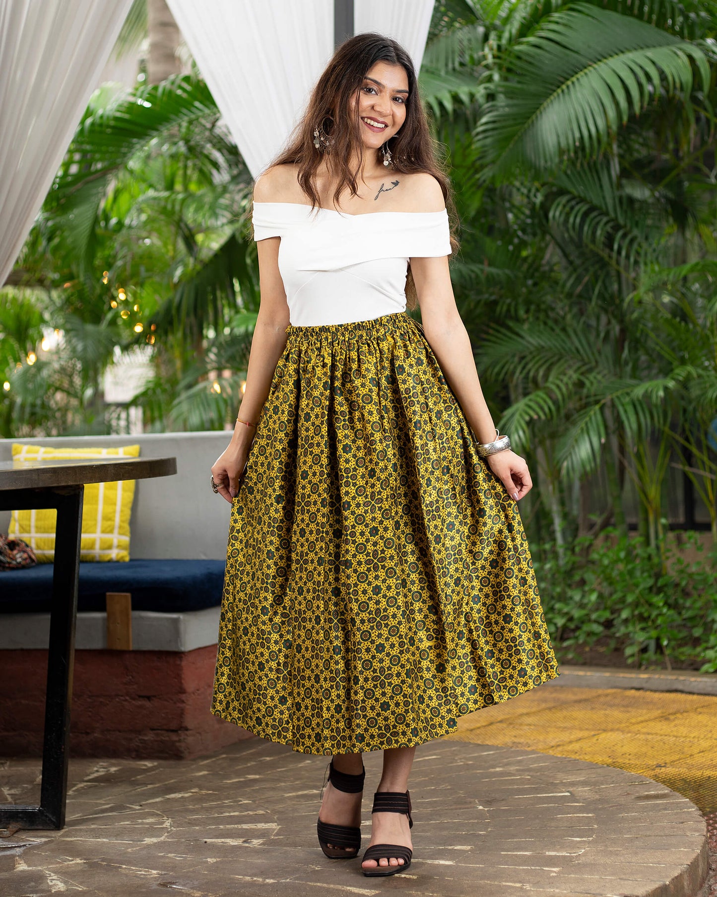 Traditional Printed Midi Skirt