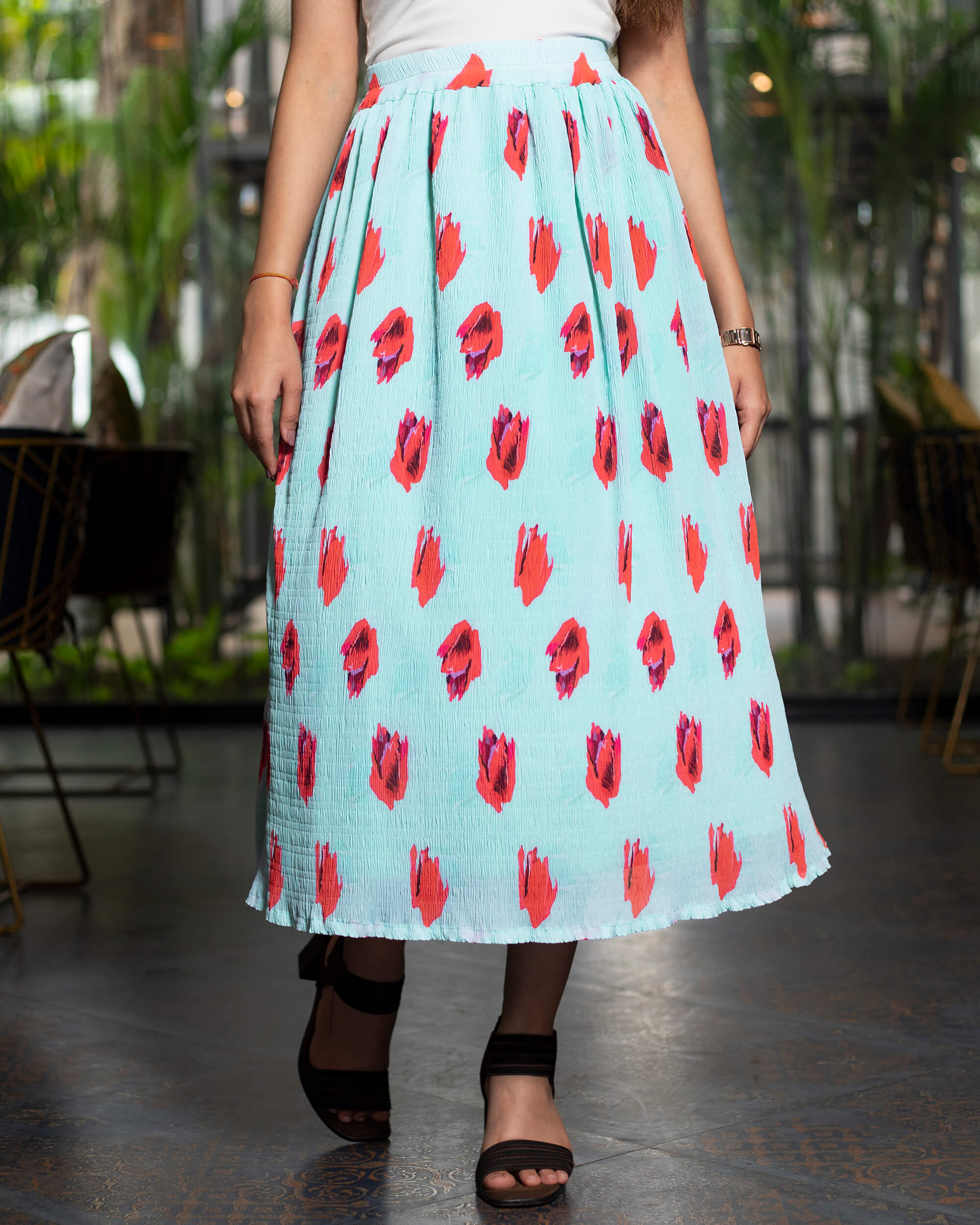 Blue ikat printed drop-waist dress by Neemboo | The Secret Label