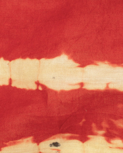 Vermillion Red And Beige Shiiborii Hand Tye And Dye Cotton Mulmul Stole