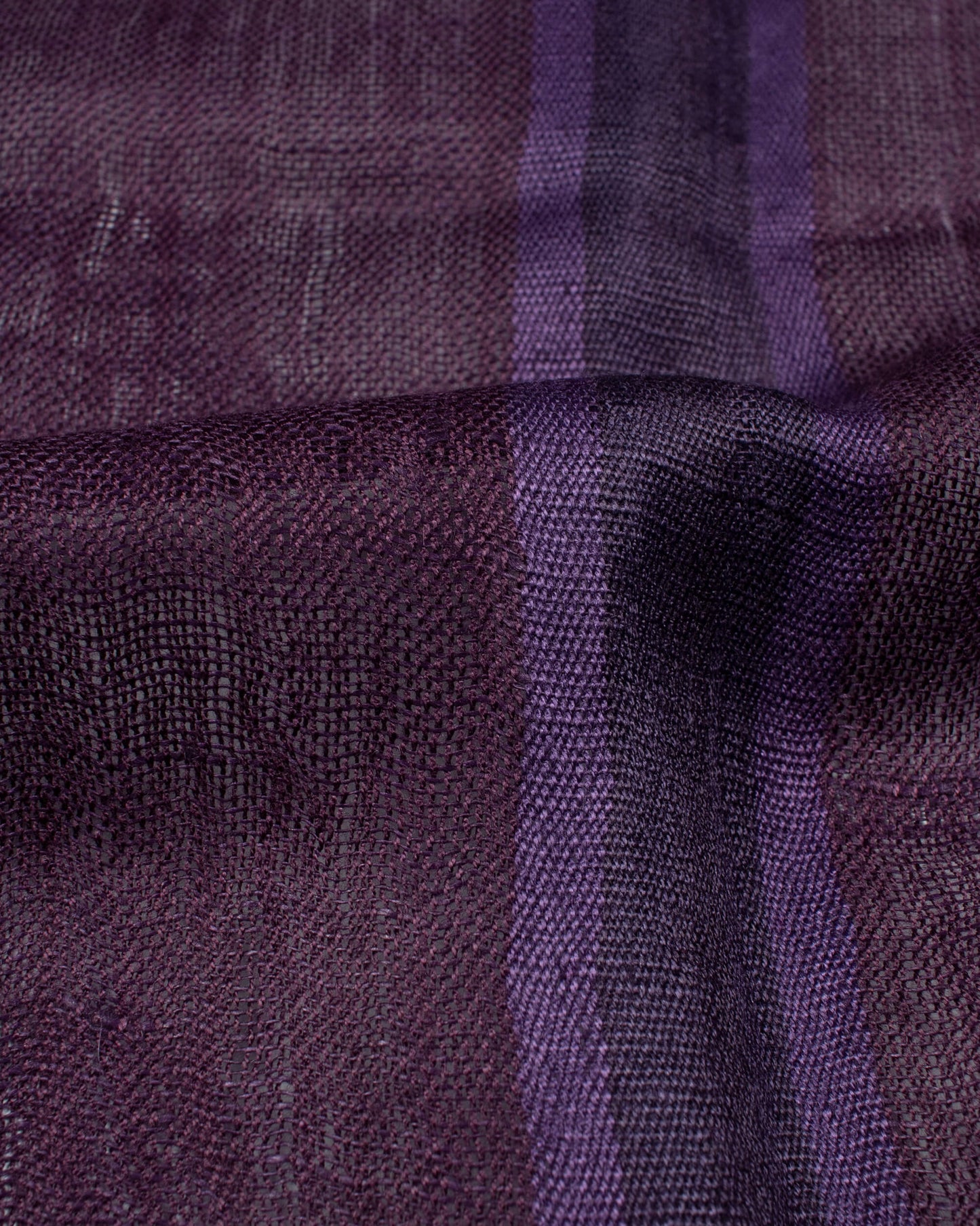Dark Purple And Black Stripes Pattern Woven Bhagalpuri Cotton By Linen Stole - Fabcurate