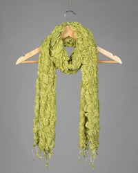 Lemon Green Plain Woven Bhagalpuri Strechable Linen Stole - Fabcurate