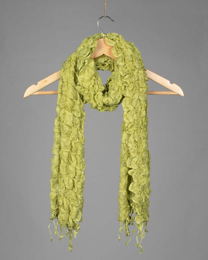 Lemon Green Plain Woven Bhagalpuri Strechable Linen Stole - Fabcurate