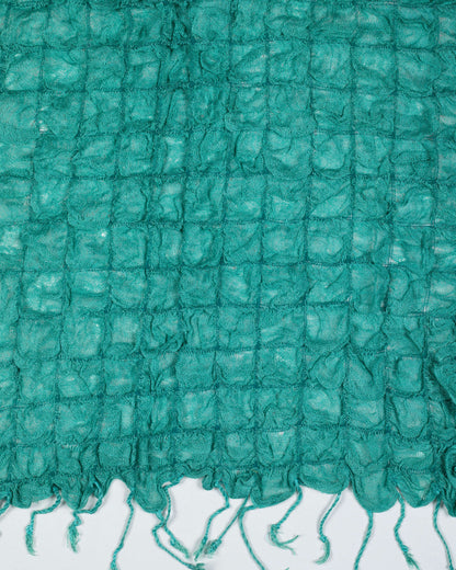 Turquoise Plain Woven Bhagalpuri Strechable Linen Stole - Fabcurate