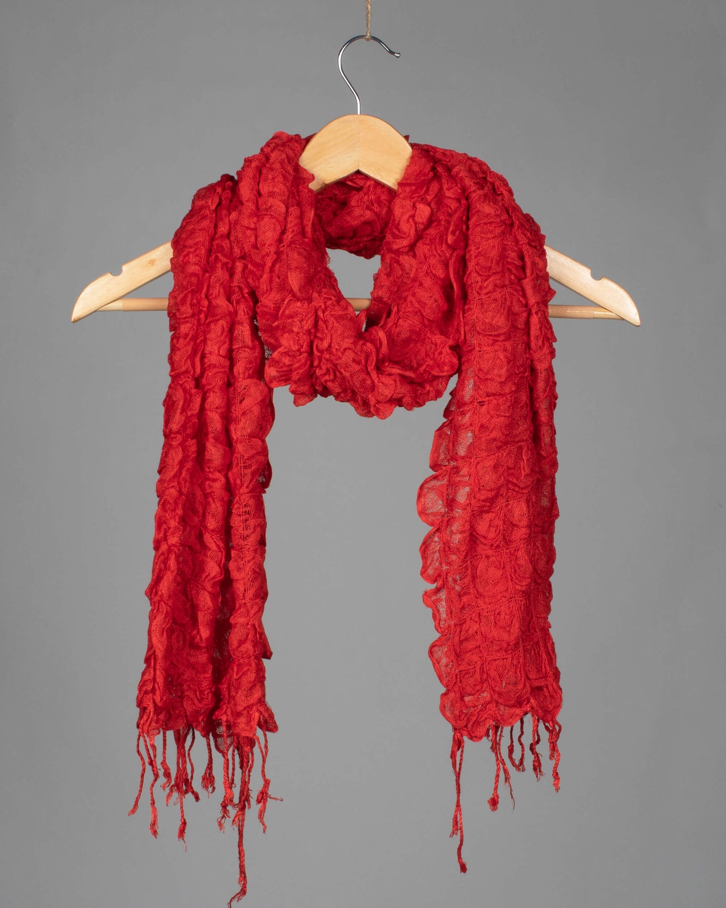 Red Plain Woven Bhagalpuri Strechable Linen Stole - Fabcurate