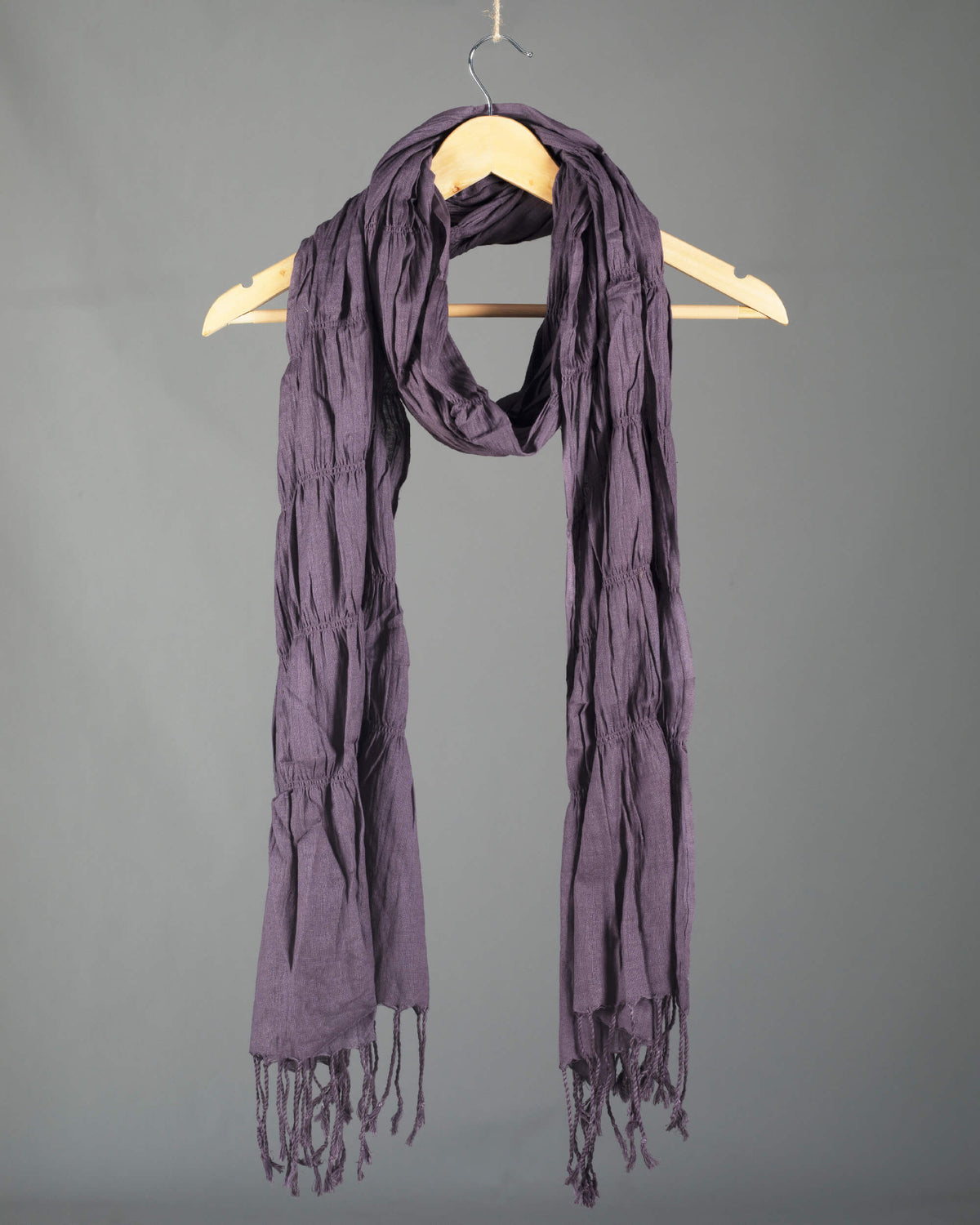 Grey Plain Woven Bhagalpuri Strechable Cotton By Linen Stole - Fabcurate