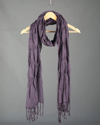 Grey Plain Woven Bhagalpuri Strechable Cotton By Linen Stole - Fabcurate