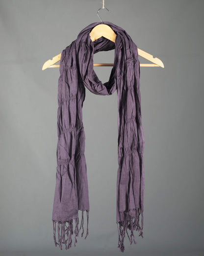 Grey Plain Woven Bhagalpuri Strechable Cotton By Linen Stole - Fabcurate