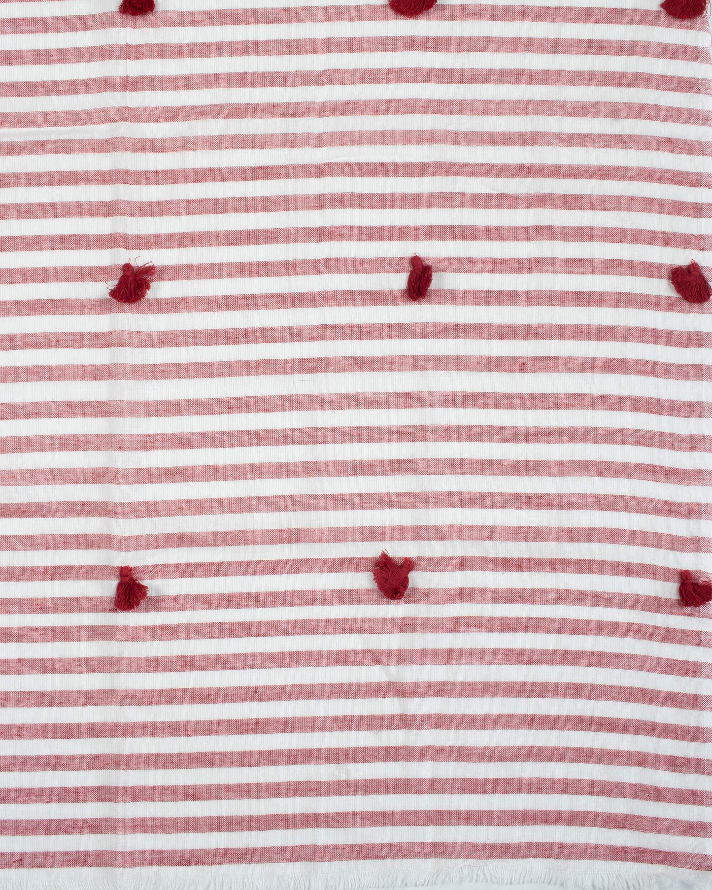 White And Purple Stripes Pattern Woven Bhagalpuri Cotton Stole With Tassels - Fabcurate