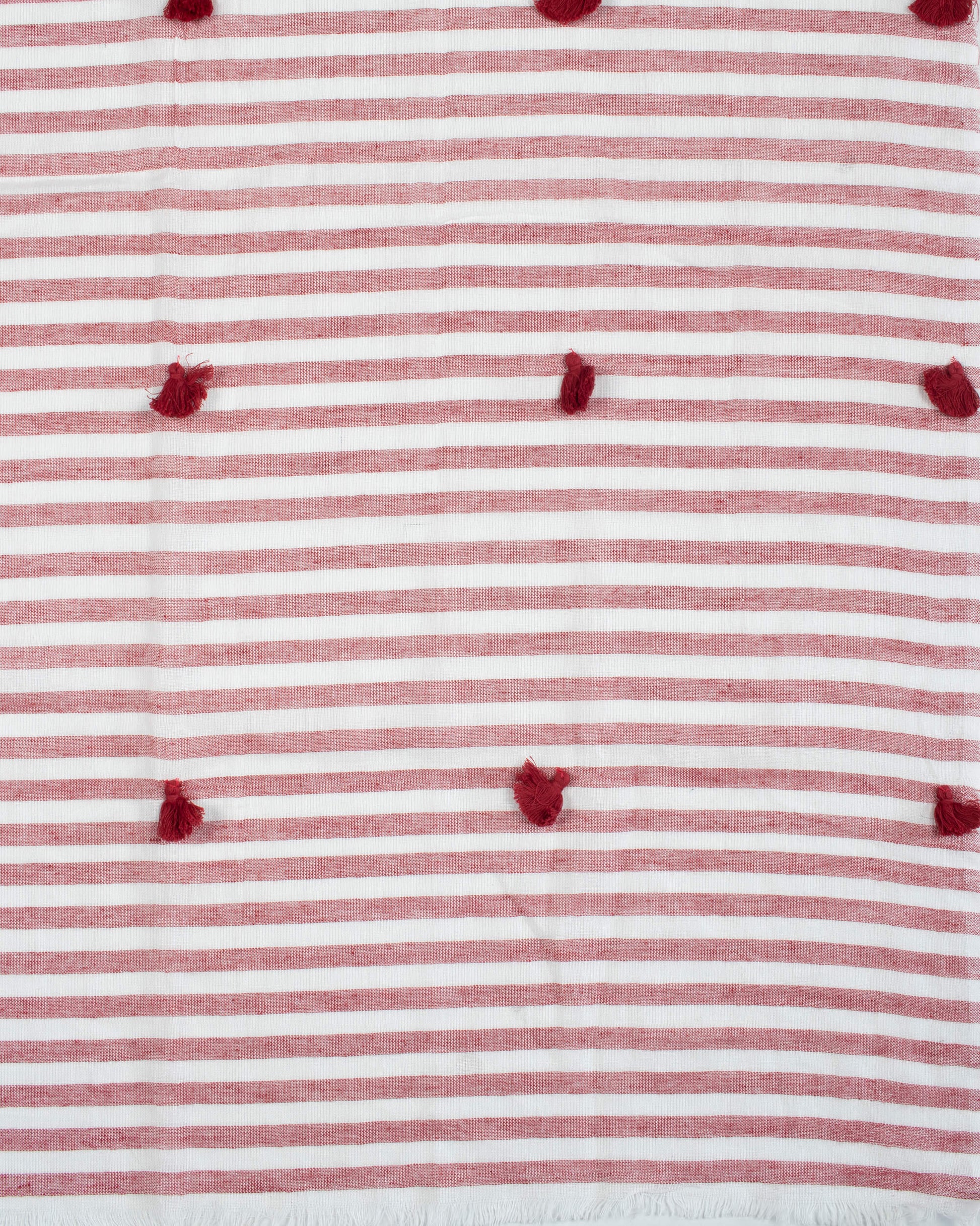 White And Purple Stripes Pattern Woven Bhagalpuri Cotton Stole With Tassels - Fabcurate