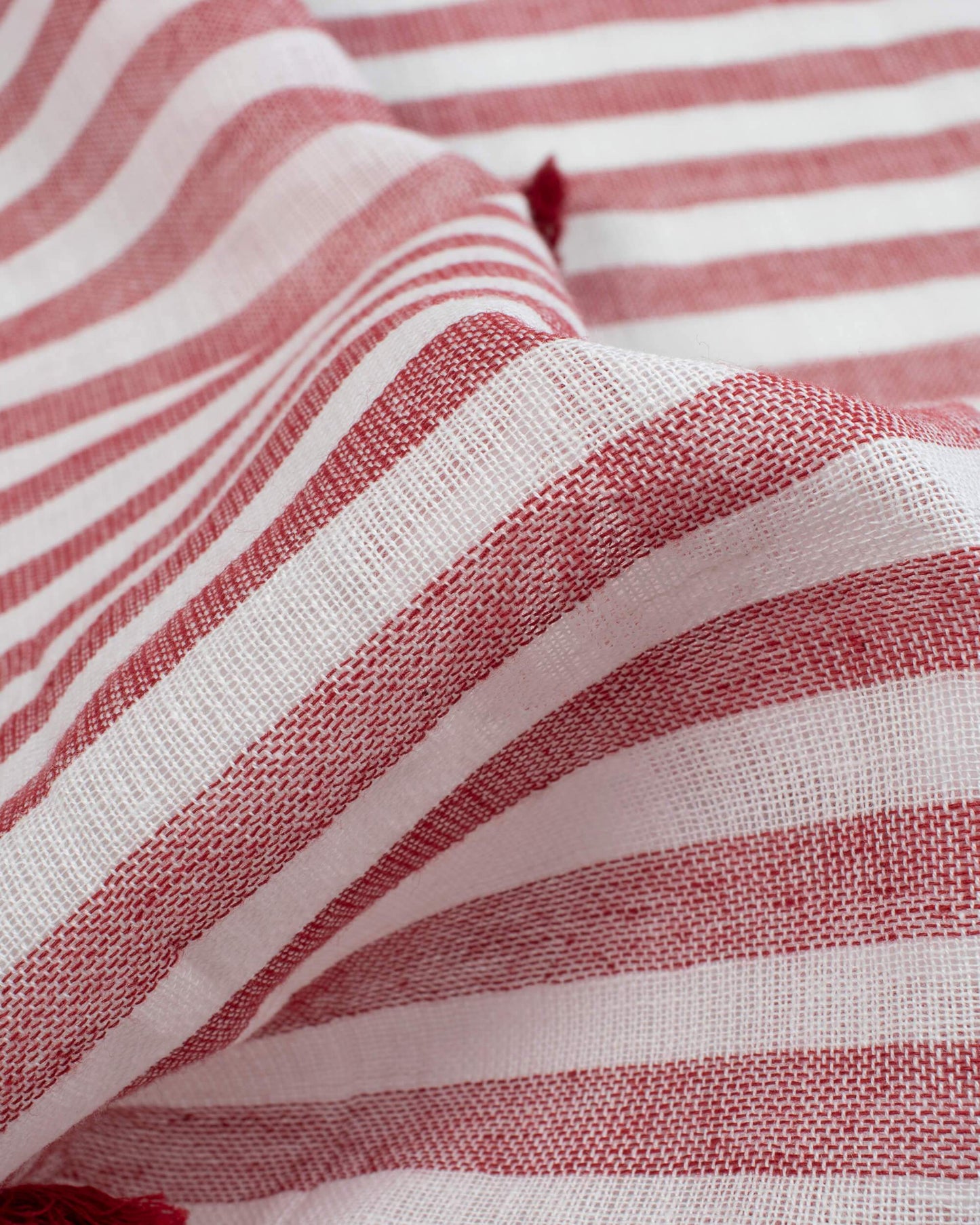 White And Purple Stripes Pattern Woven Bhagalpuri Cotton Stole With Tassels - Fabcurate