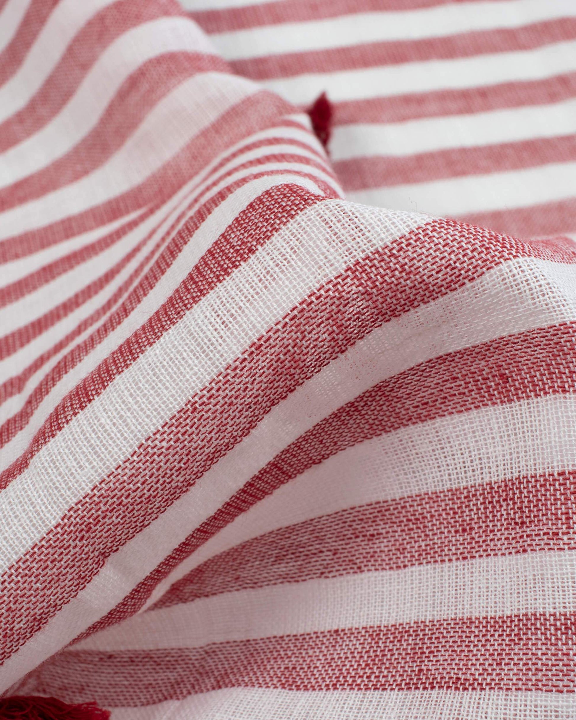 White And Purple Stripes Pattern Woven Bhagalpuri Cotton Stole With Tassels - Fabcurate