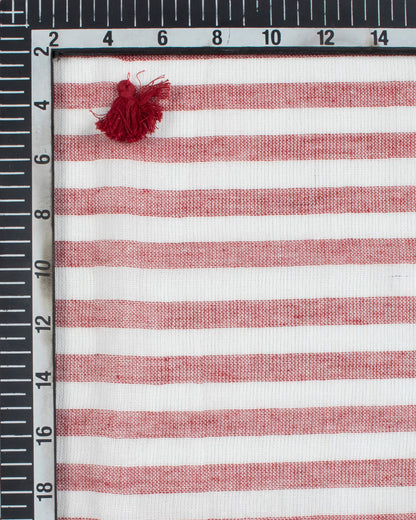 White And Purple Stripes Pattern Woven Bhagalpuri Cotton Stole With Tassels - Fabcurate
