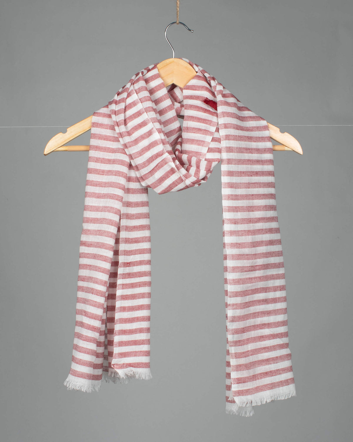 White And Purple Stripes Pattern Woven Bhagalpuri Cotton Stole With Tassels - Fabcurate