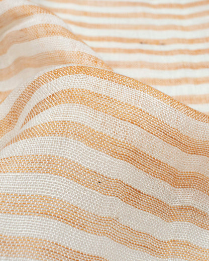 Beige And Cream Stripes Pattern Woven Bhagalpuri Viscose Linen Stole - Fabcurate