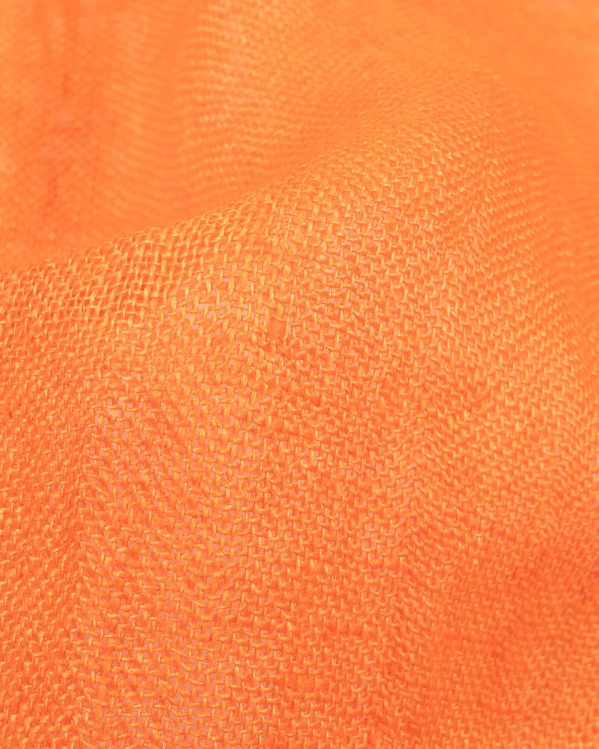 Sandstone Orange Plain Woven Bhagalpuri Viscose Linen Stole With Tassels - Fabcurate