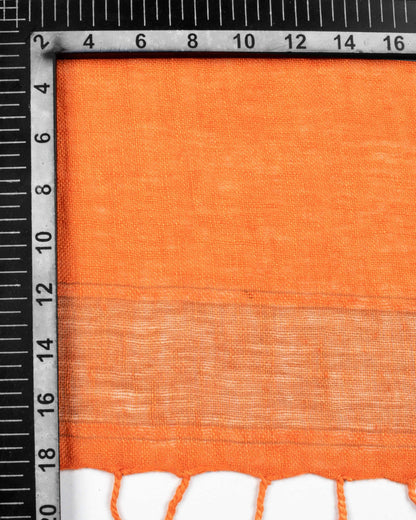 Sandstone Orange Plain Woven Bhagalpuri Viscose Linen Stole With Tassels - Fabcurate