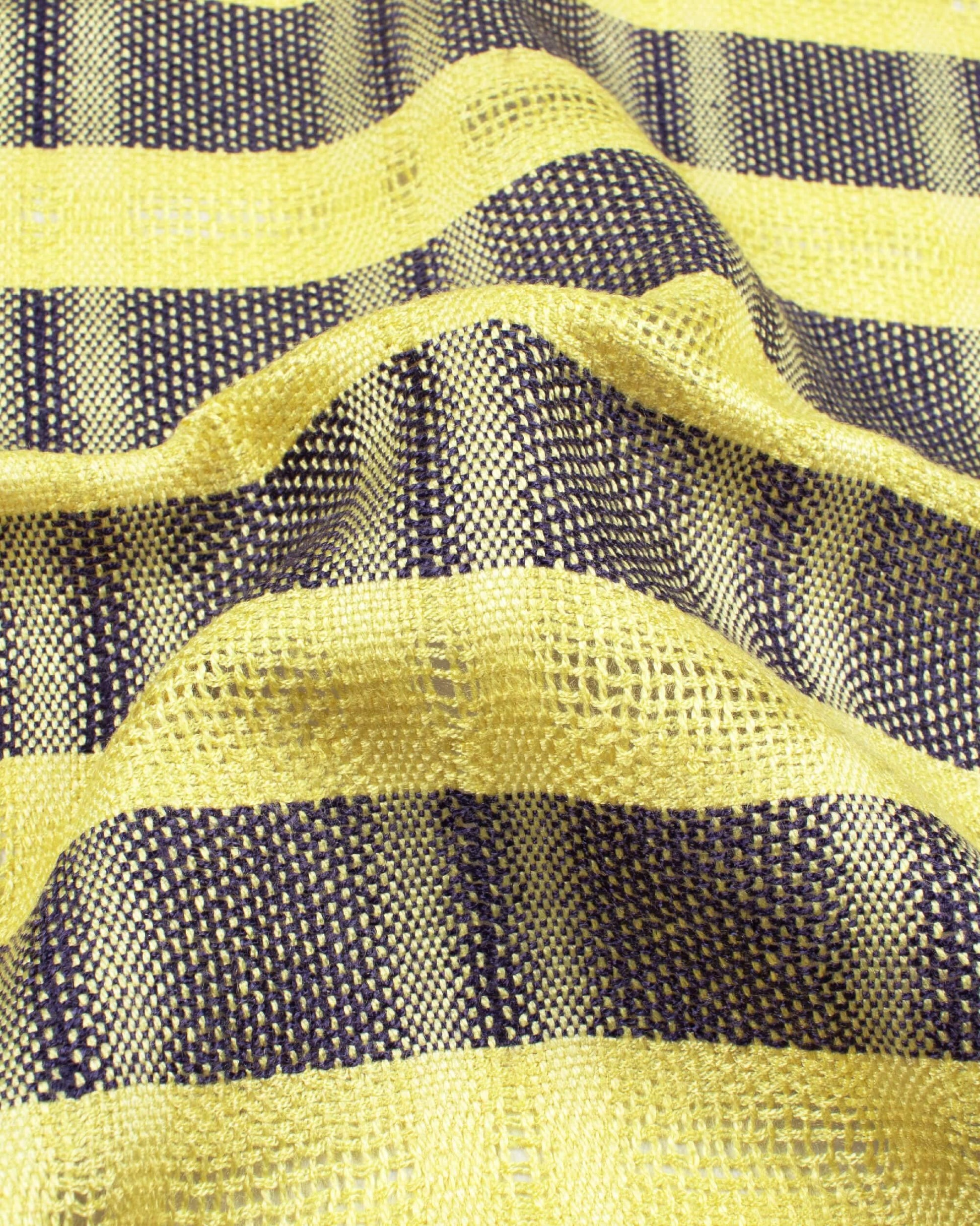 Mellow Yellow And Prussian Blue Woven Bhagalpuri Viscose Stole With Tassels - Fabcurate