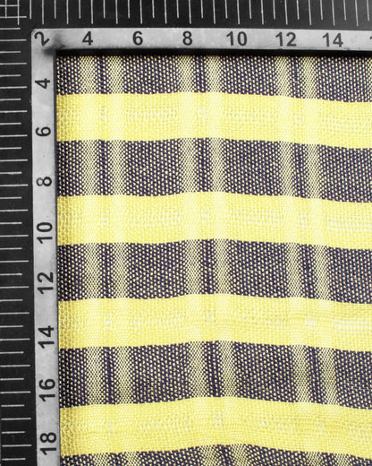 Mellow Yellow And Prussian Blue Woven Bhagalpuri Viscose Stole With Tassels - Fabcurate