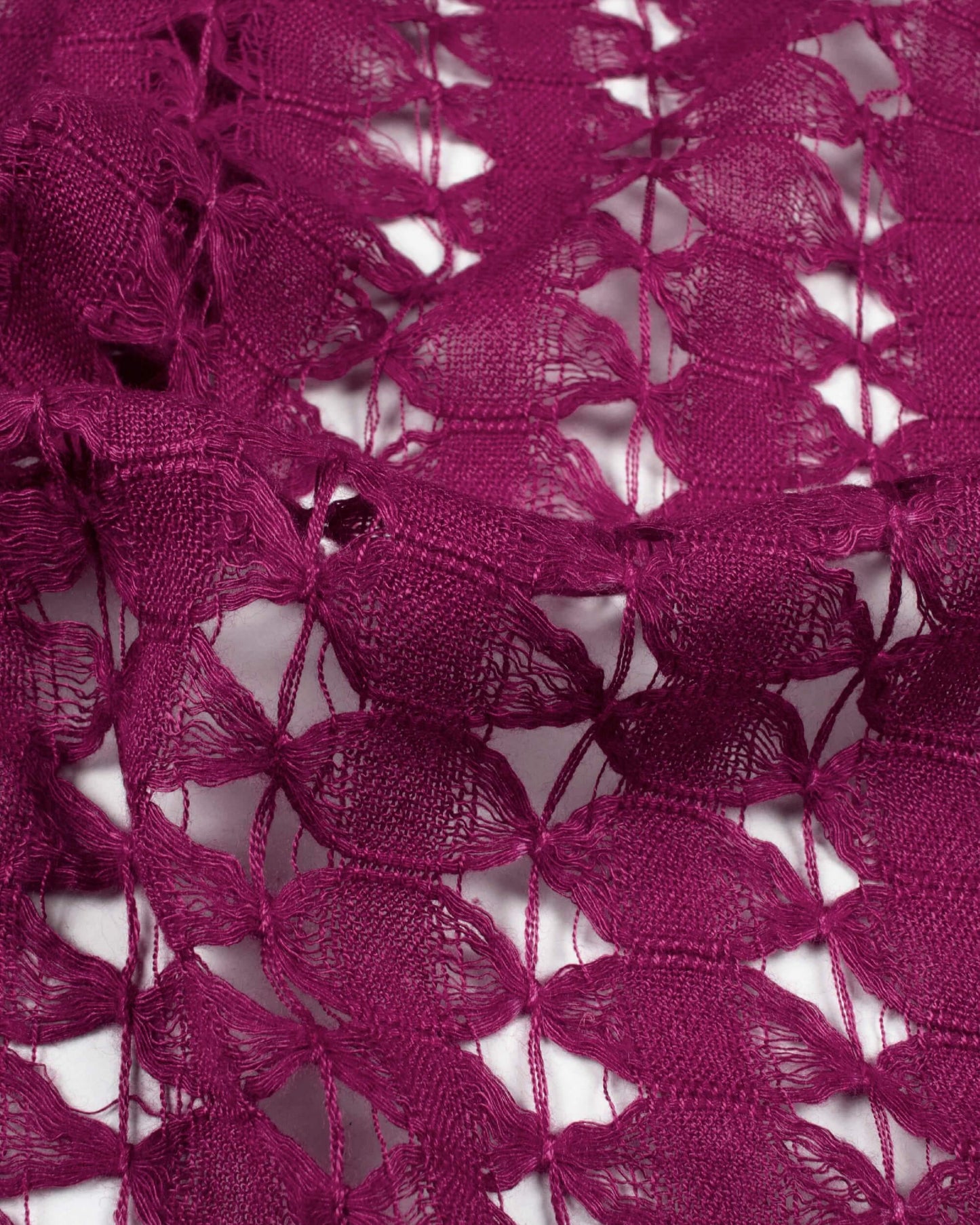 Plum Purple Plain Woven Bhagalpuri Viscose Dobby Net Stole With Tassels - Fabcurate