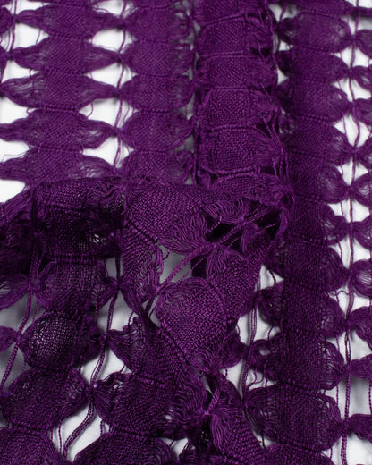 Grape Purple Plain Woven Bhagalpuri Viscose Dobby Net Stole With Tassels - Fabcurate