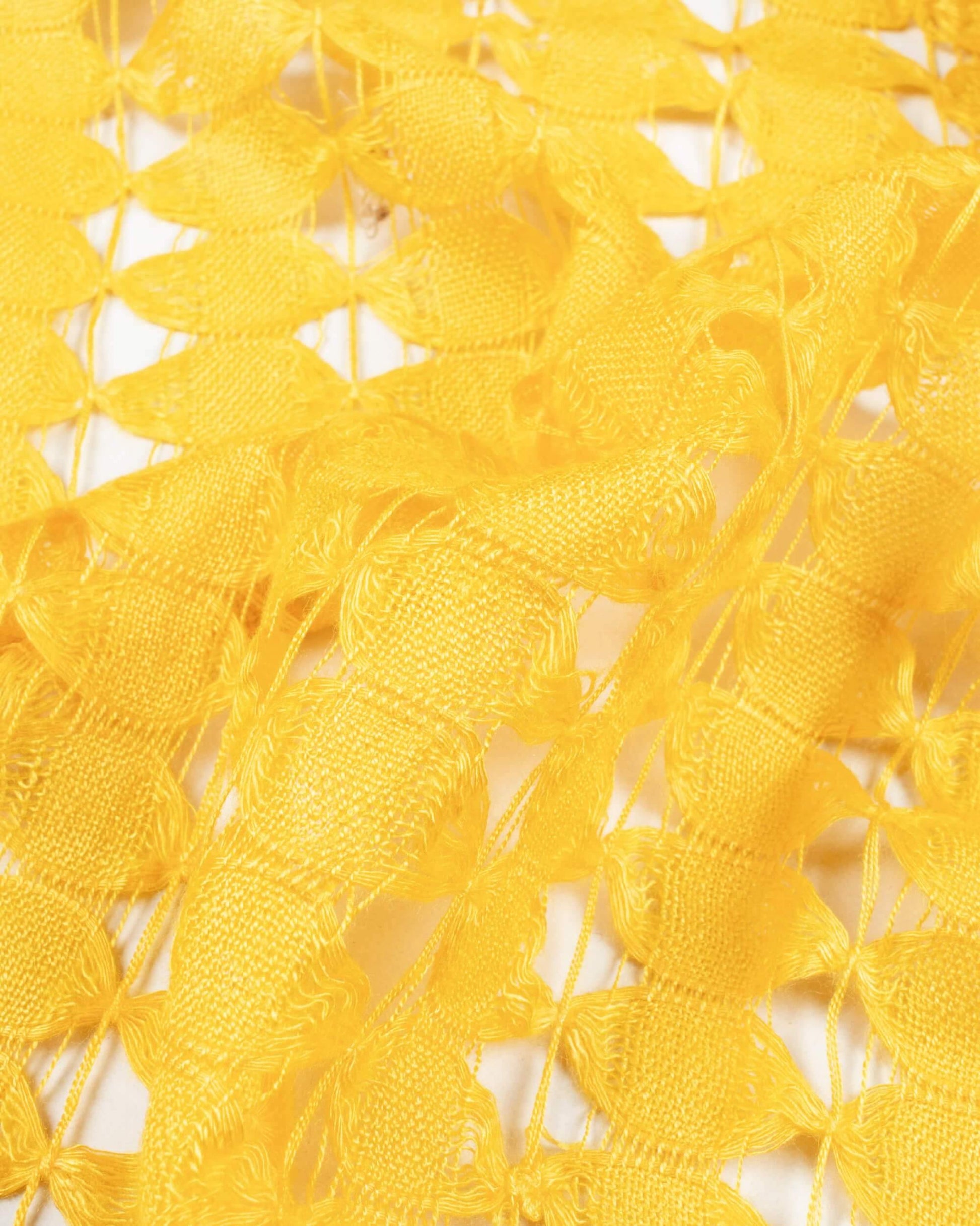 Tuscany Yellow Plain Woven Bhagalpuri Viscose Dobby Net Stole With Tassels - Fabcurate