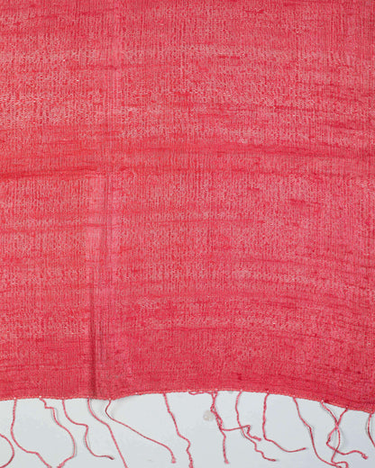 Brick Red Plain Woven Bhagalpuri Dupion Tusser Silk Stole - Fabcurate