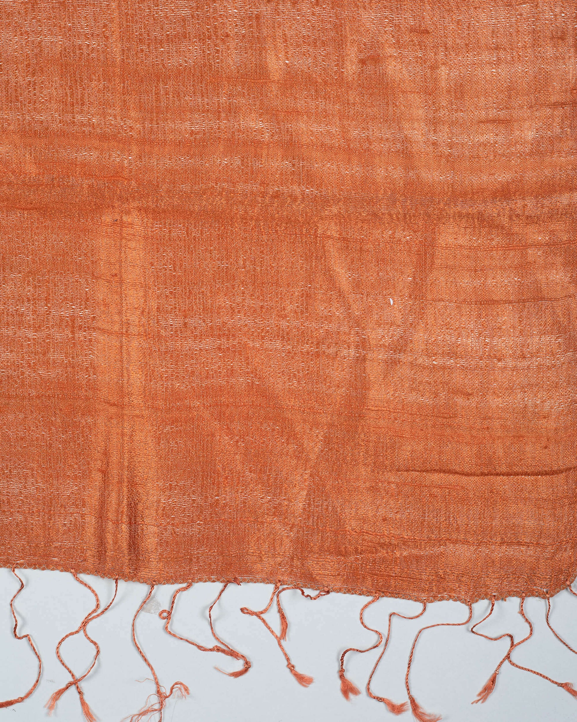 Orange Plain Woven Bhagalpuri Dupion Tusser Silk Stole - Fabcurate