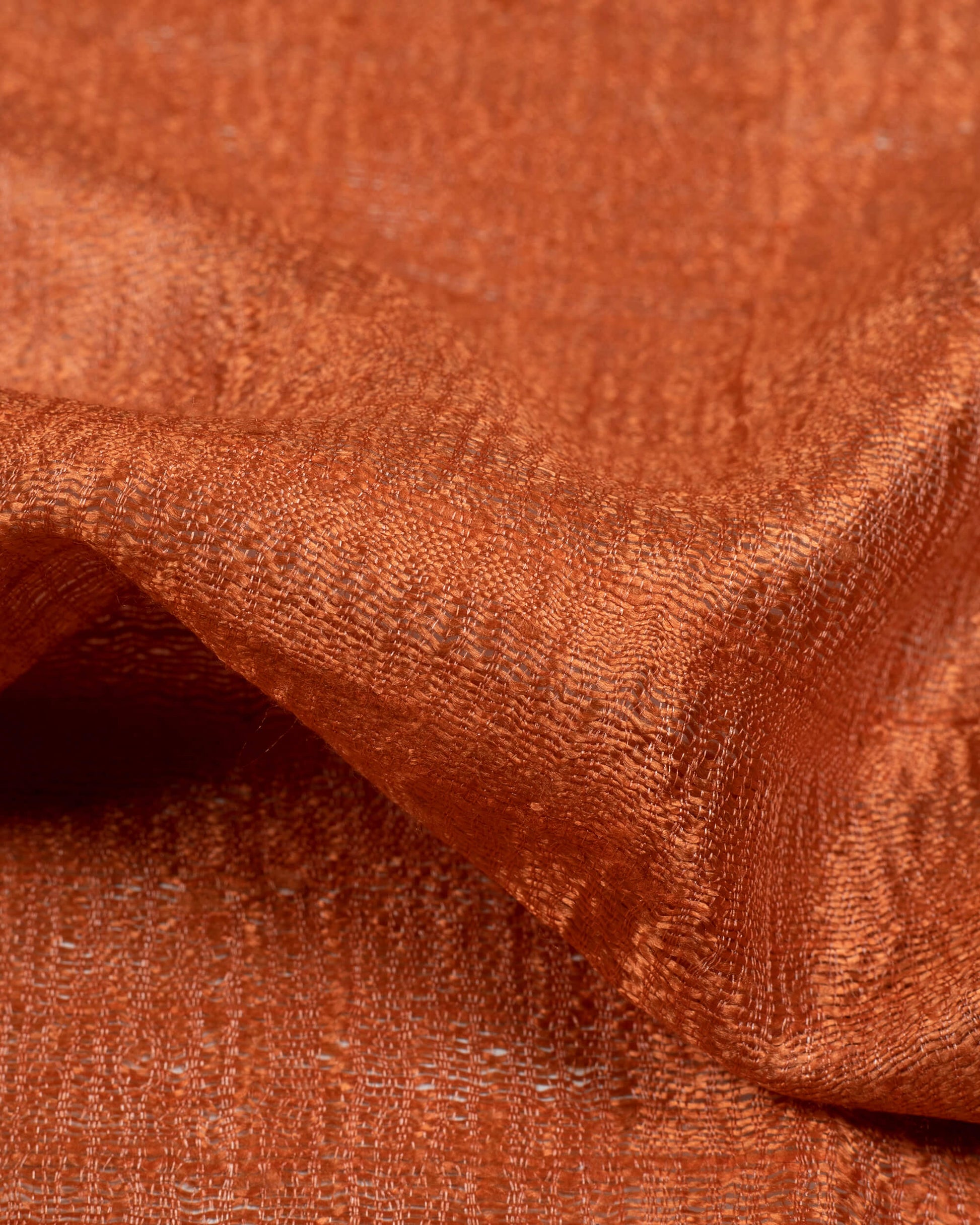 Orange Plain Woven Bhagalpuri Dupion Tusser Silk Stole - Fabcurate