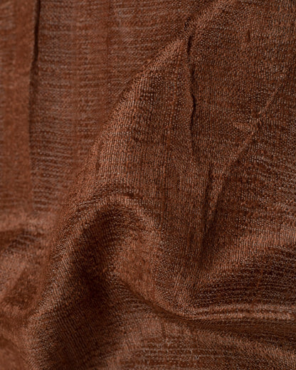 Peanut Brown Plain Woven Bhagalpuri Dupion Tusser Silk Stole - Fabcurate