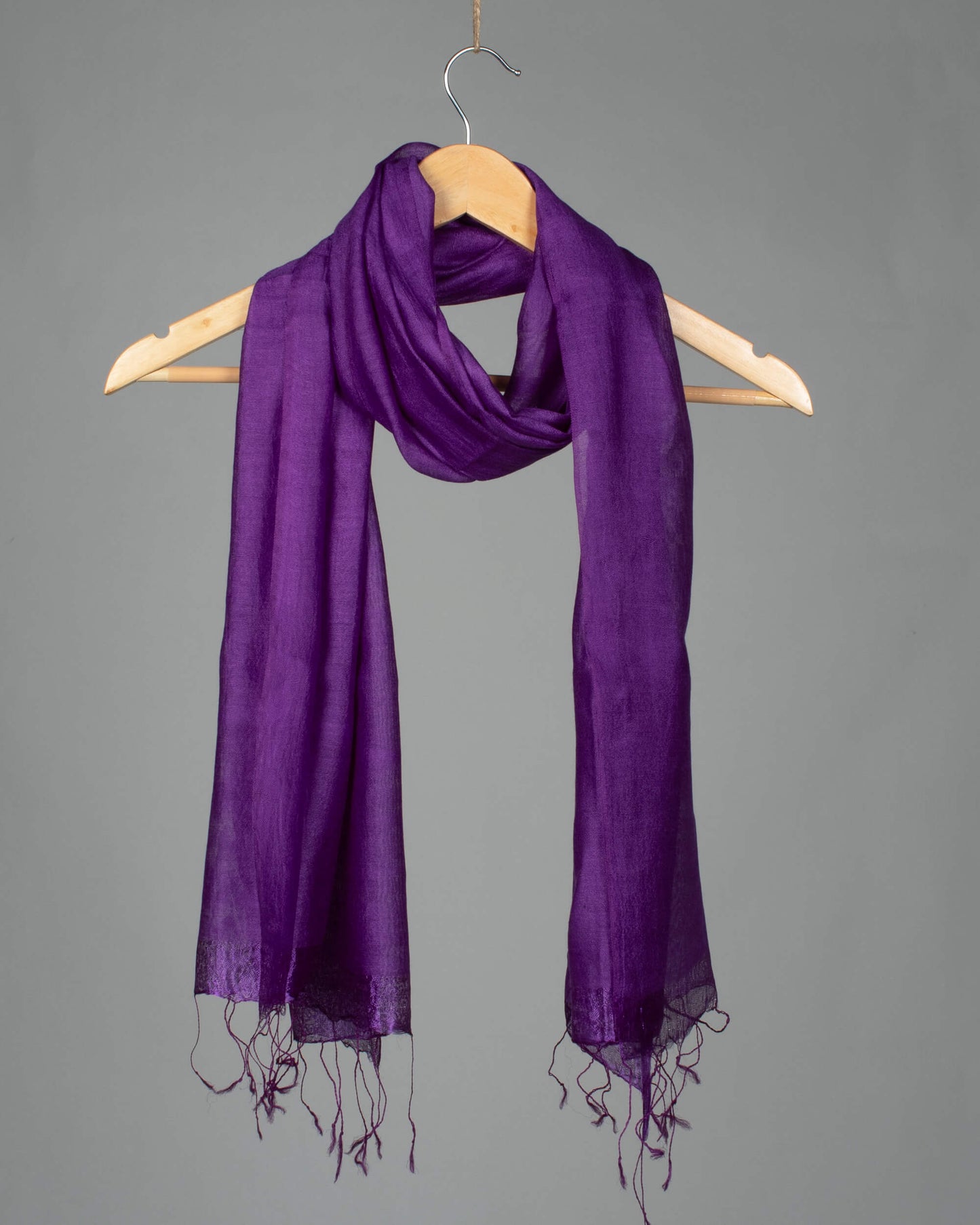 Purple Plain Woven Bhagalpuri Viscose By Tusser Silk Stole - Fabcurate