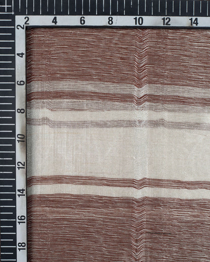 Brown Tusser Stripes Pattern Woven Bhagalpuri Bananna Silk Stole - Fabcurate