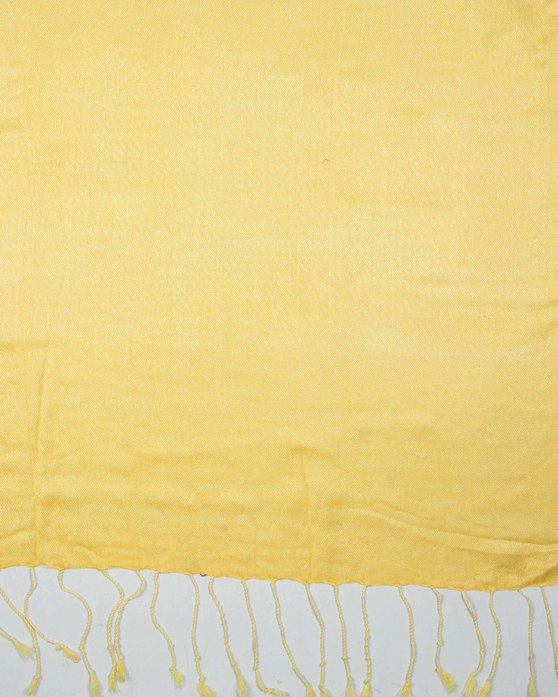 Yellow Plain Dobby Woven Bhagalpuri Viscose By Tusser Silk Stole - Fabcurate