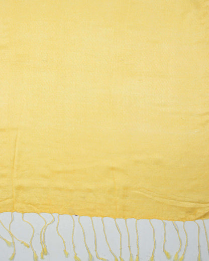 Yellow Plain Dobby Woven Bhagalpuri Viscose By Tusser Silk Stole - Fabcurate