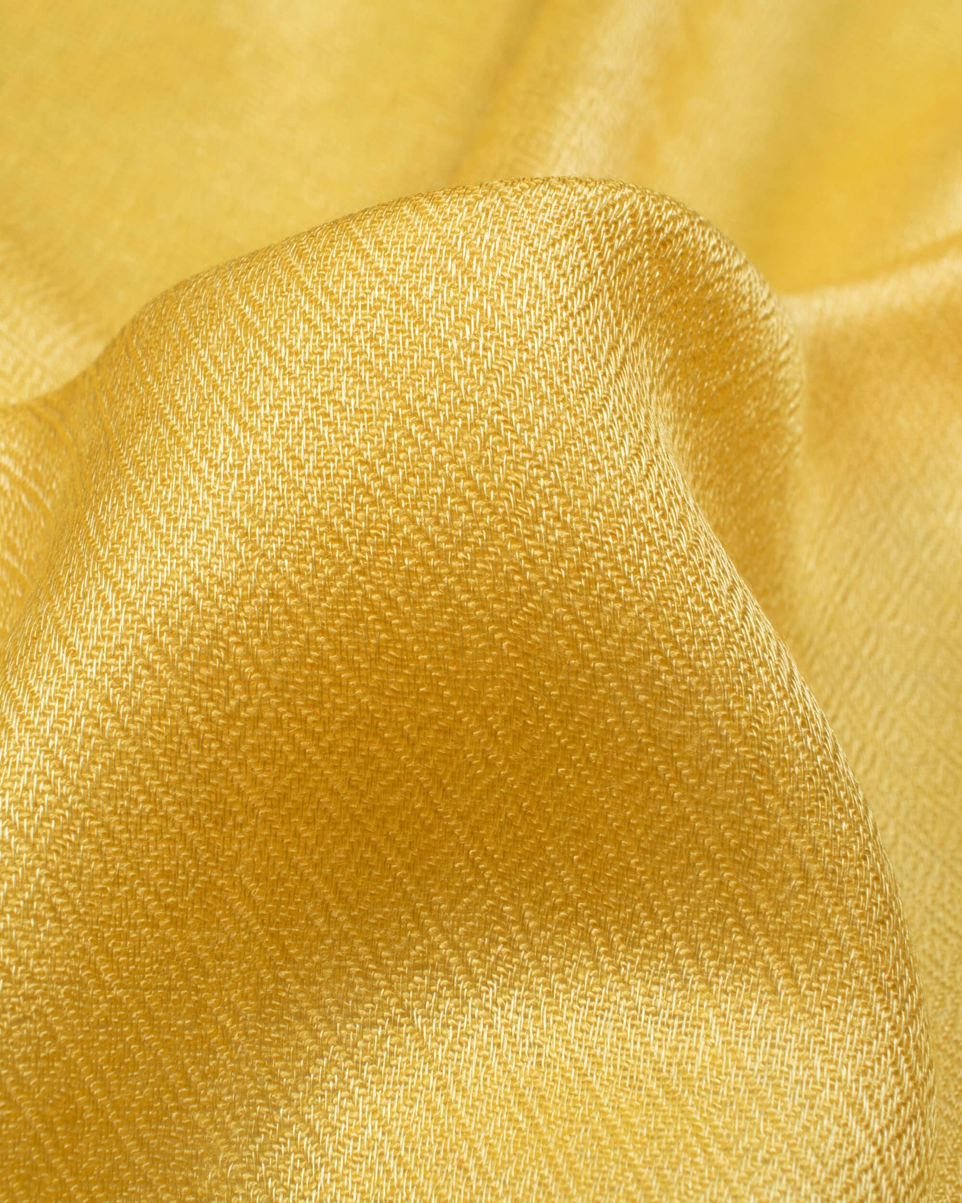 Yellow Plain Dobby Woven Bhagalpuri Viscose By Tusser Silk Stole - Fabcurate