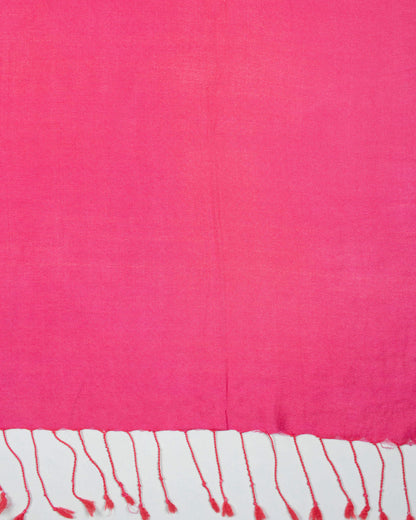 Fuchsia Plain Dobby Woven Bhagalpuri Viscose By Tusser Silk Stole - Fabcurate