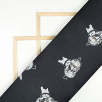 Monochrome Quirky Pattern Digital Print Jacquard Booti Japan Satin Fabric (Width 58 Inches)