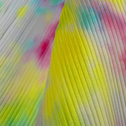 Multi-Color Tie & Dye Pattern Digital Print Liquid Organza Pleated Fabric - Fabcurate