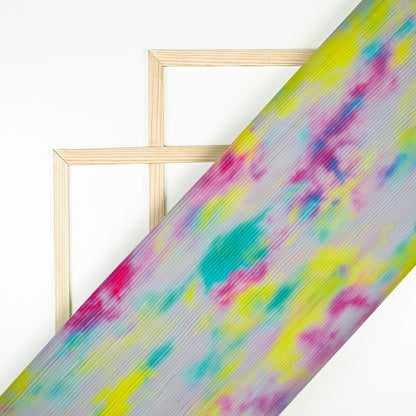 Multi-Color Tie & Dye Pattern Digital Print Liquid Organza Pleated Fabric - Fabcurate