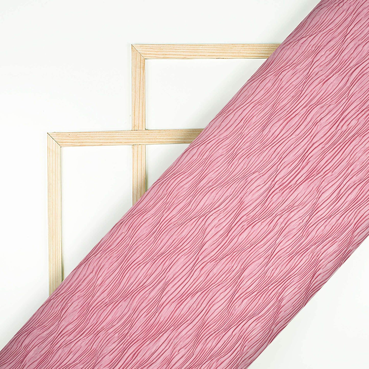 (Cut Piece 1.4 Mtr) Hippie Pink Plain Japan Satin Pleated Fabric
