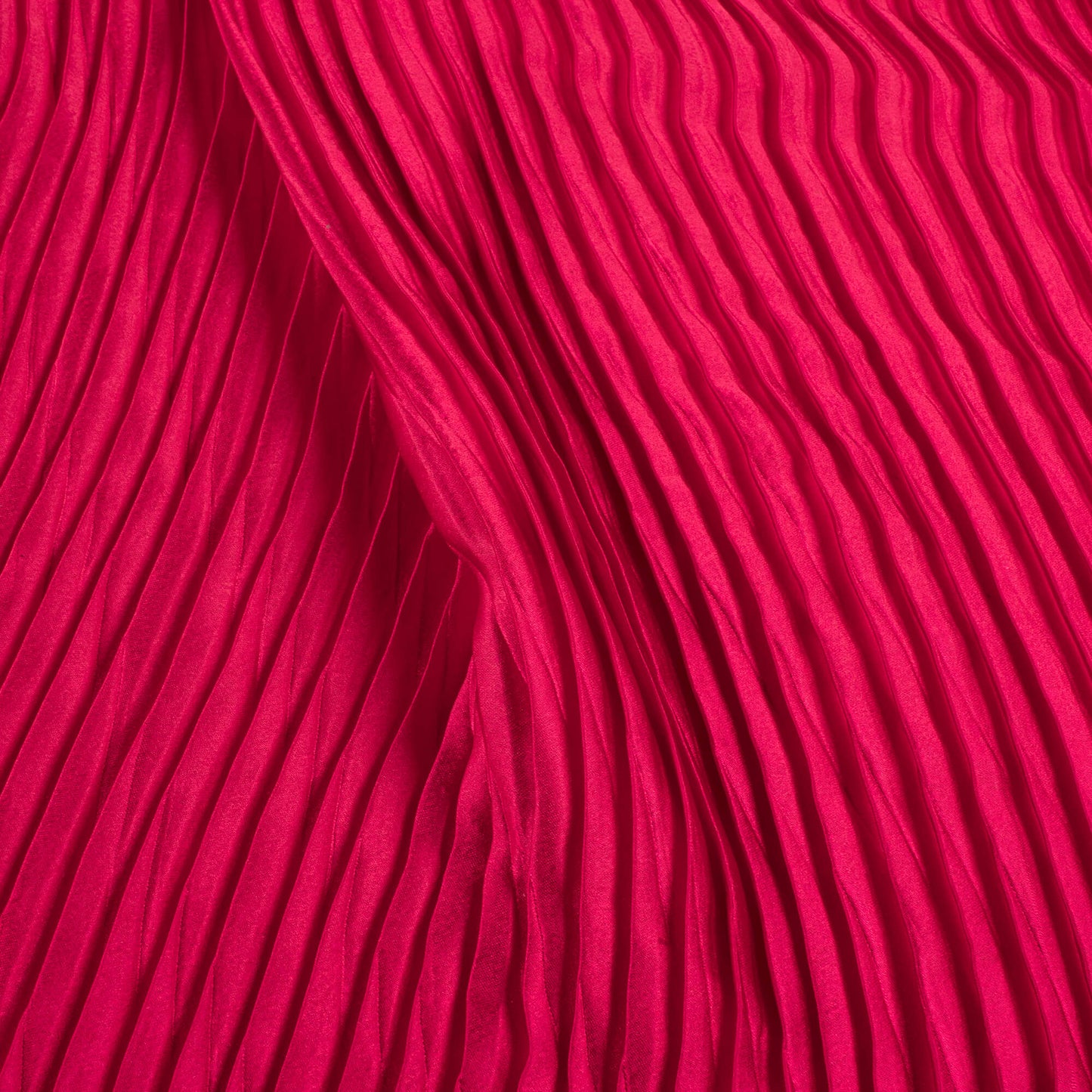 Cerise Pink Plain Japan Satin Pleated Fabric