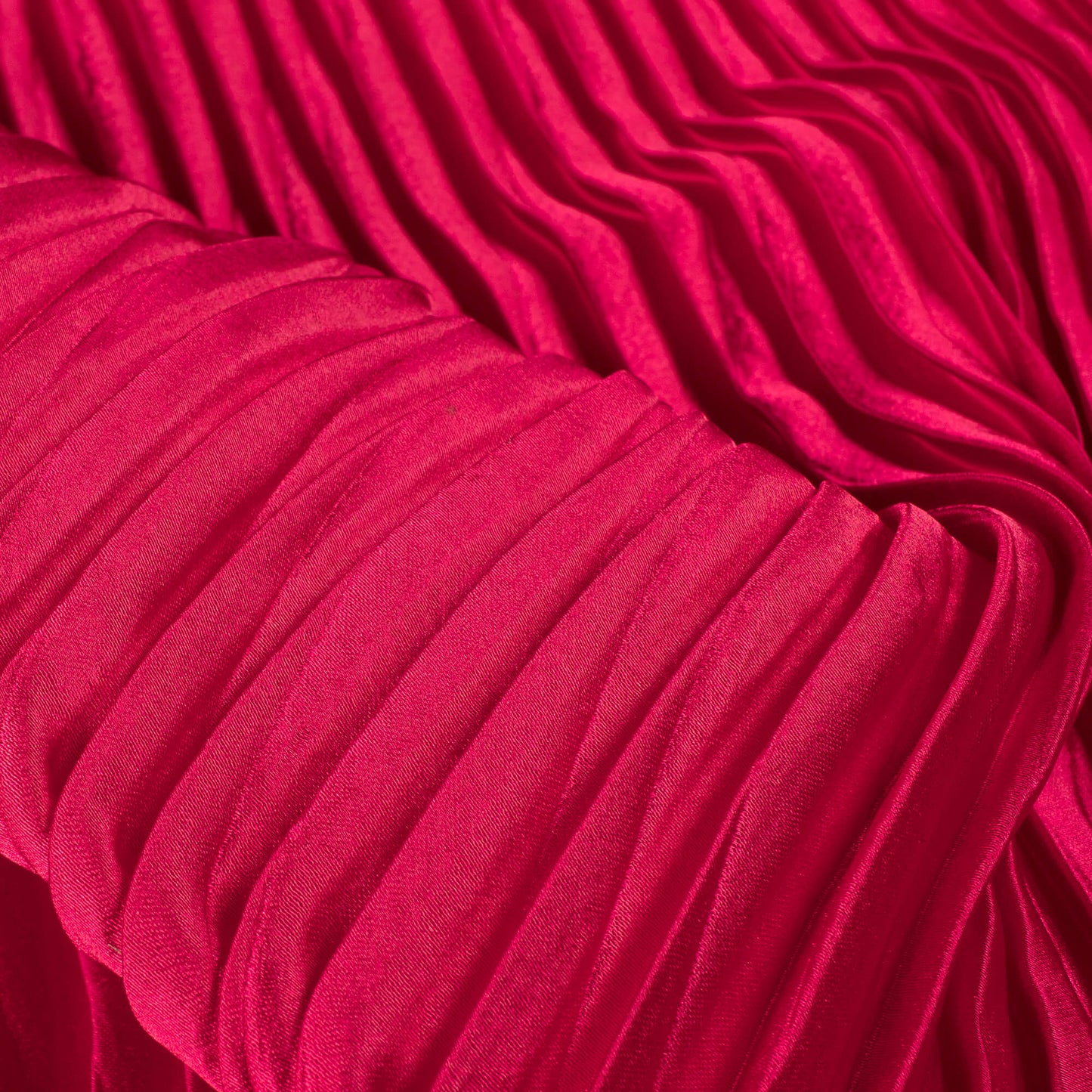 Cerise Pink Plain Japan Satin Pleated Fabric