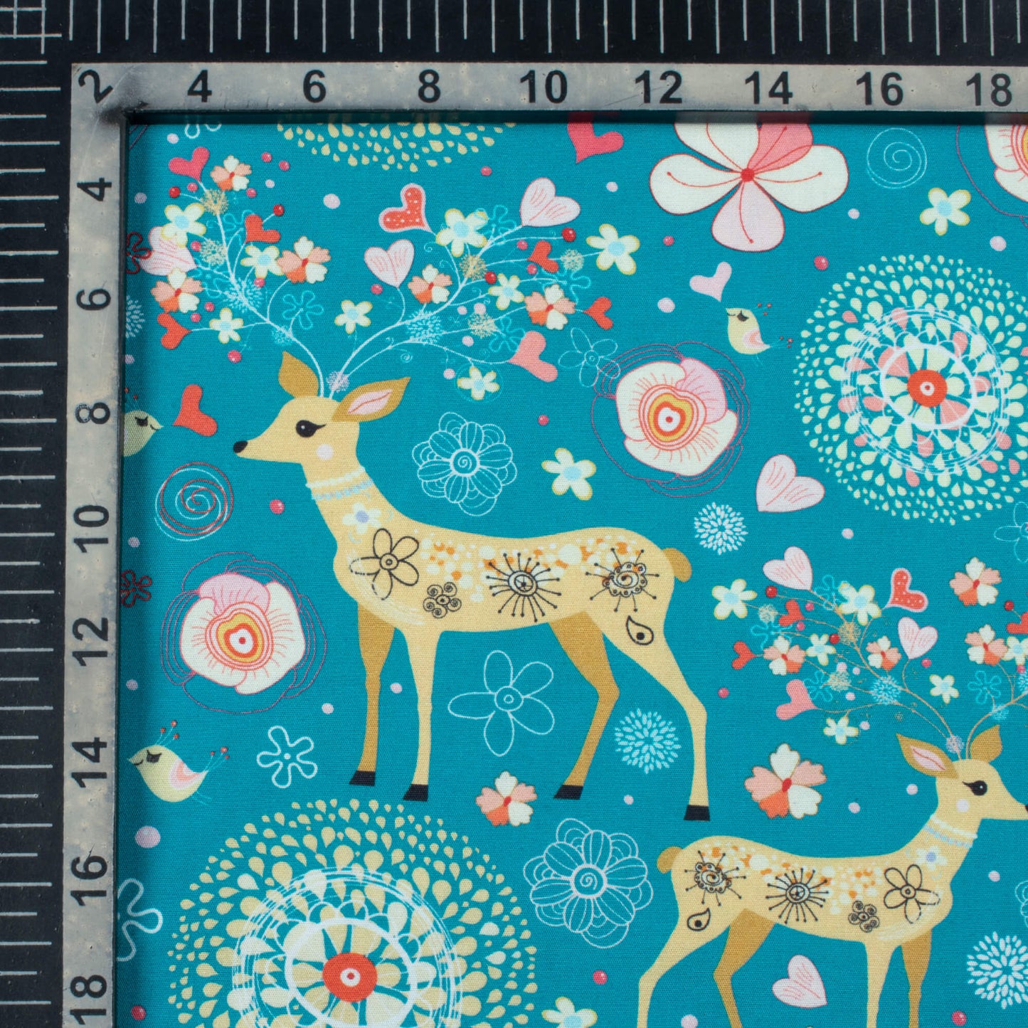 Blue And Beige Animal Pattern Digital Print Poplin Fabric (Width 58 Inches)
