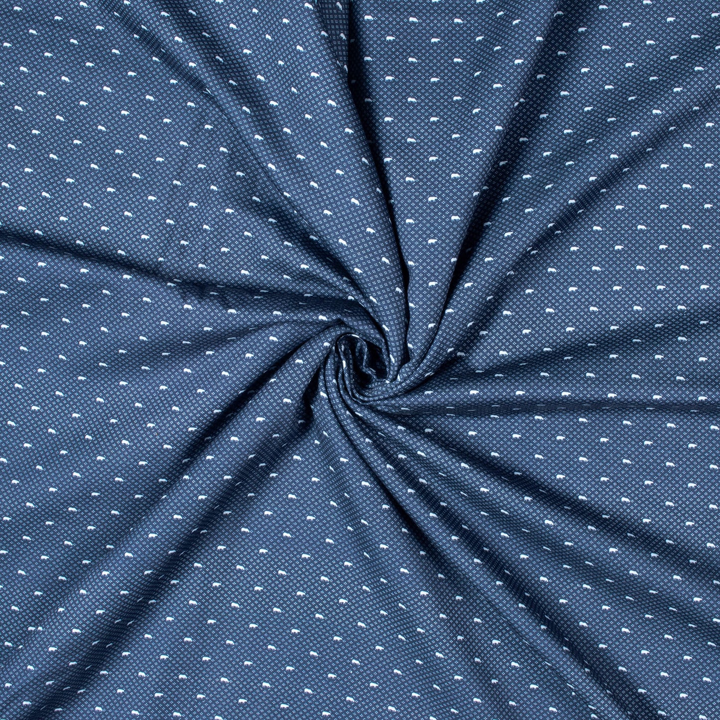 Navy Blue And White Geometric Pattern Digital Print Glazed Cotton Fabric (Width 58 Inches) - Fabcurate