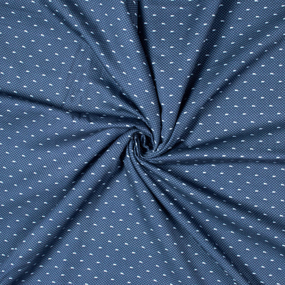 Navy Blue And White Geometric Pattern Digital Print Glazed Cotton Fabric (Width 58 Inches) - Fabcurate