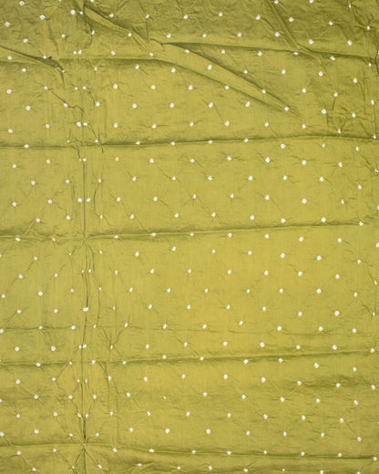 Avacado Green Kutchi Bandhani Unstitched Cotton Suit With Dupatta