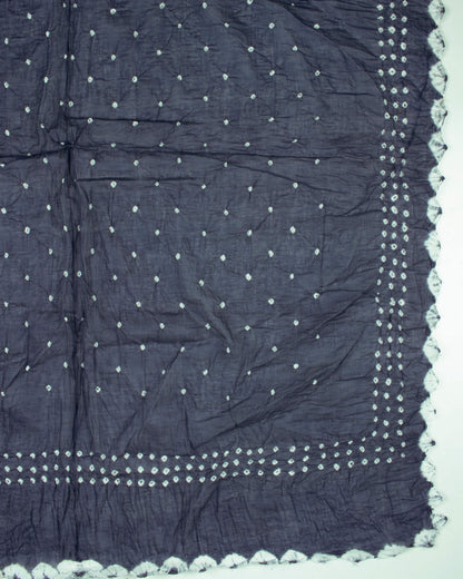 Oxford Blue Kutchi Bandhani Unstitched Cotton Suit With Dupatta